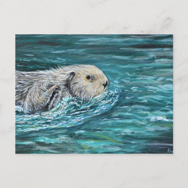 Carte Postale Ooh Goody Lunchtime Sea Otter Peinture (Devant)