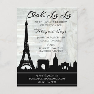 Carte Postale Ooh La La Paris Skyline Photo Anniversaire
