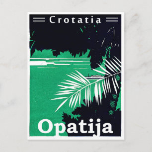 Carte Postale Opatia, Croatie, mer Adriatique, deux couleurs vin