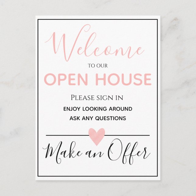 Carte Postale Open House Real Estate Sign, Immobilier (Devant)