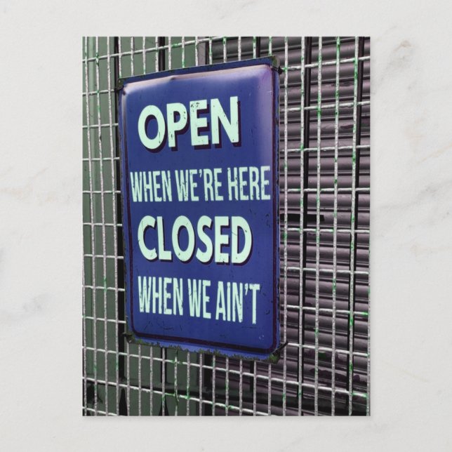 Carte Postale Open Sign Funny, Closed Sign Funny (Devant)