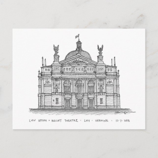 Carte Postale Opéra + Ballet Theatre, Lviv, Ukraine (Devant)