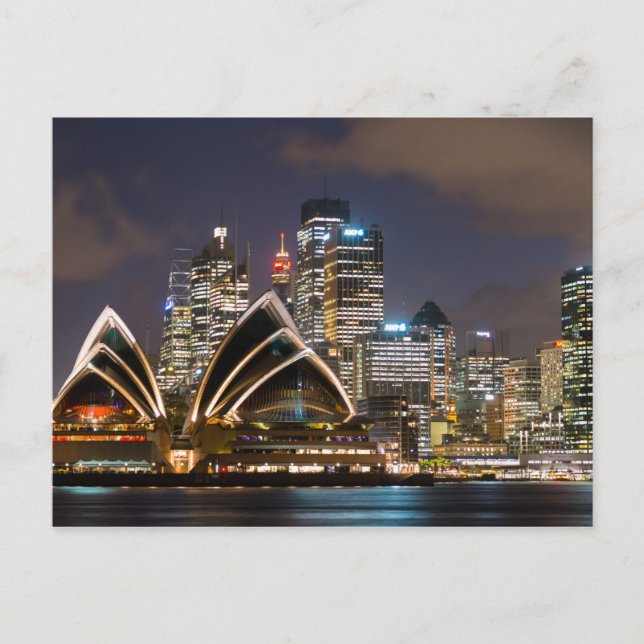 Carte Postale Opéra de Sydney et paysage urbain la nuit, Austral (Devant)