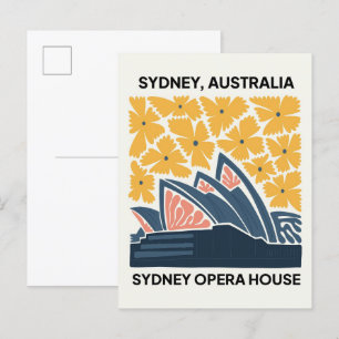 Carte Postale Opera House Sydney Australie Voyage floral