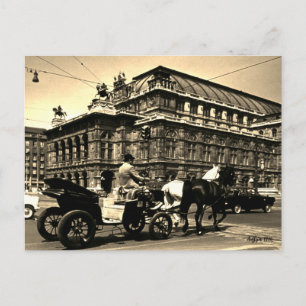 Carte Postale Opéra Staatsoper Fiaker Vienne Autriche vintage