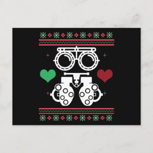 Carte Postale Optométriste Vilain Sweater Opticien Noël
