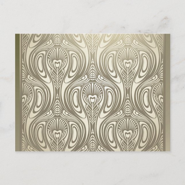 Carte Postale Or, Art nouveau, déco, blanc, chic, élégant, beau (Devant)