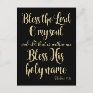 Carte Postale Or Béni soit le Seigneur Psaumes Bible Verse