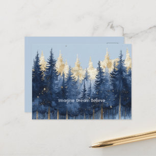 Carte Postale Or Bleu Arbres Imaginez Rêve Croyez