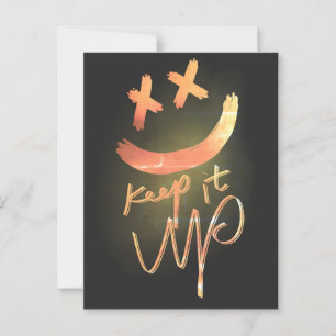 Carte Postale Or brillant Gardez-le en haut drôle Sourire Emoji