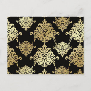 Carte Postale or, damas, antique, vintage, motif, élégant, noir,