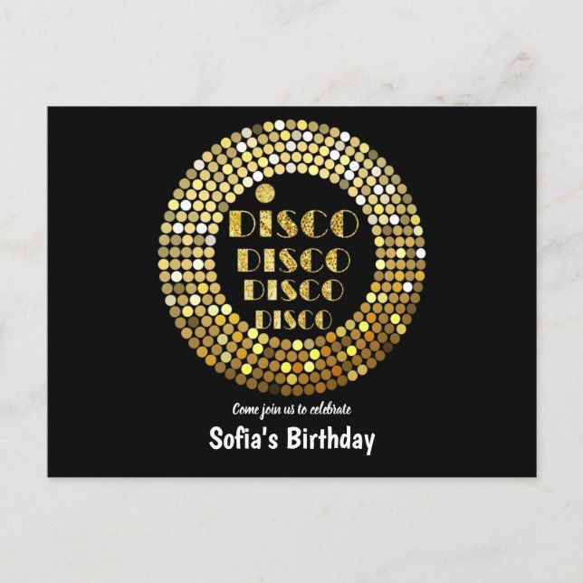 Carte Postale or disco ball Postcard invitation (Devant)