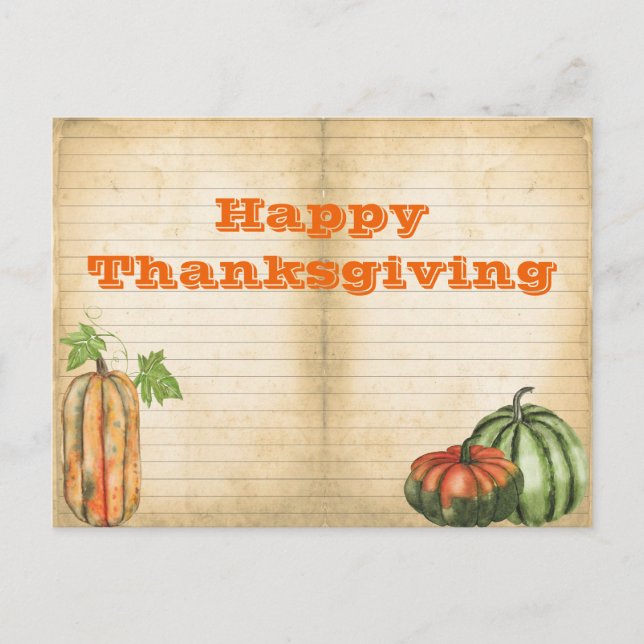 Carte Postale Orange Automne Citrouille Harvest Thanksgiving Sal (Devant)