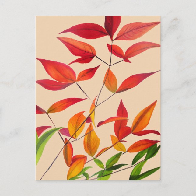 Carte Postale Orange Autumn laisse l'aquarelle originale (Devant)