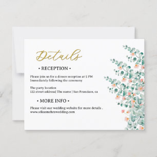 Carte Postale Orange Blossom Floral Détails du Mariage