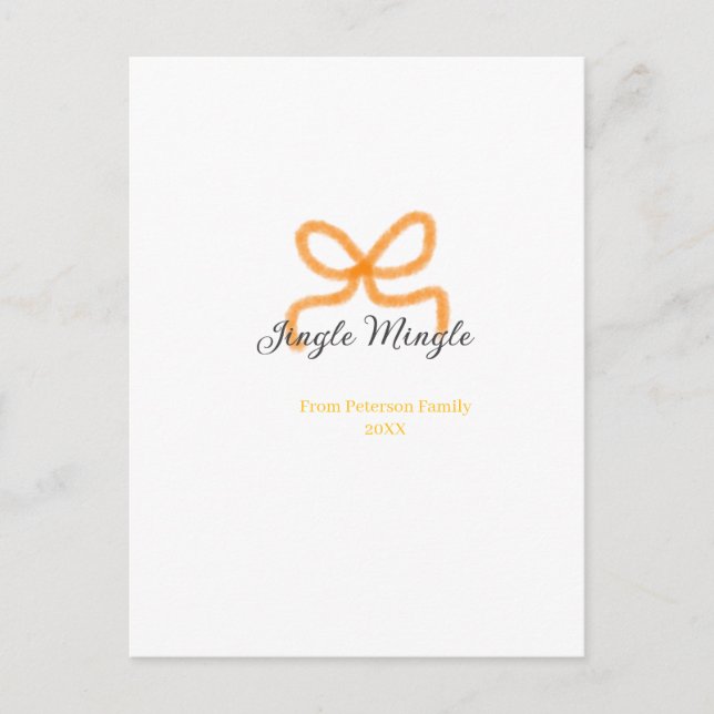 Carte Postale Orange bow jingle Mingle retro boho family namdate (Devant)