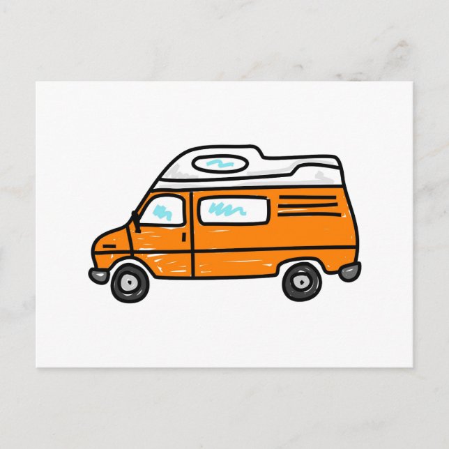 Carte Postale Orange Campervan (Devant)