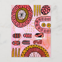 Orange Coral Abstract Postcard