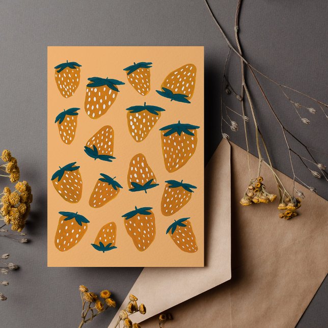 Carte Postale Orange de fraises d'été bio (Créateur téléchargé)