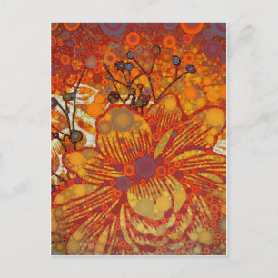Carte Postale Orange et violet Floral moderne Pop Art