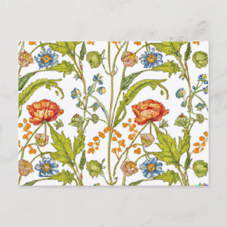 Carte Postale Orange Fleur sauvage bleu et blanc Fleurs Nouvelle
