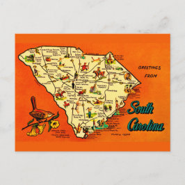 Carte postale orange rétro de Caroline du Sud