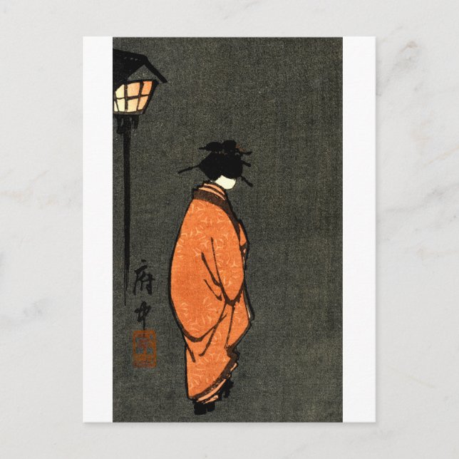 Carte Postale Orange Robed Geisha (Devant)