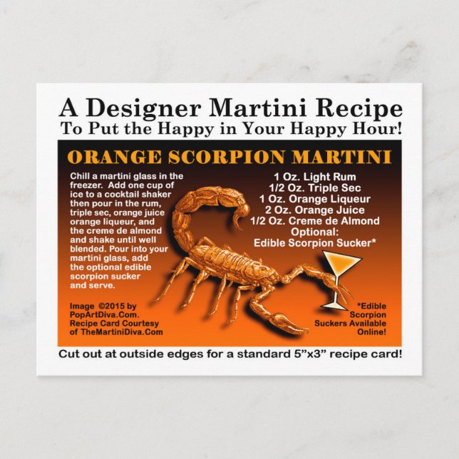Carte postale Orange Scorpion Halloween Martini Re (Devant)