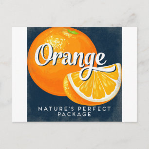 Carte Postale Orange Vintage Fruit Étiquette Retro
