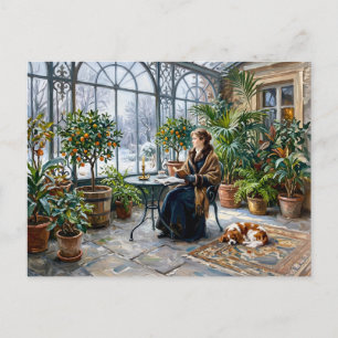 Carte Postale Orangerie cosy d'hiver avec Cavalier Spaniel