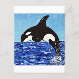 Carte Postale Orca dans la peinture bleue