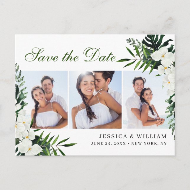 Carte Postale Orchid Bohemian Floral Wedding Enregistrer La Date (Devant)
