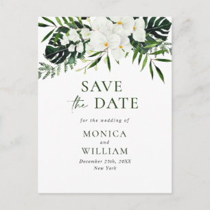 Carte Postale Orchidée Blanche Bohème Floral Mariage Enregistrer