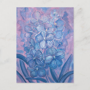 Carte Postale Orchidée Bleue à Carreaux Vanda Fleurs de Jardin B