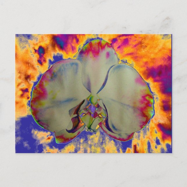 Carte Postale Orchidée de feu, abstraite aquarelle vive florale (Devant)