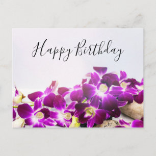 Carte Postale Orchidée violette est à l'anniversaire de l'arrièr