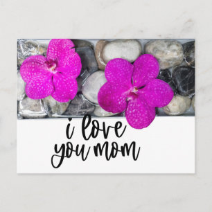 Carte Postale Orchidée violette Je t'aime maman pour maman