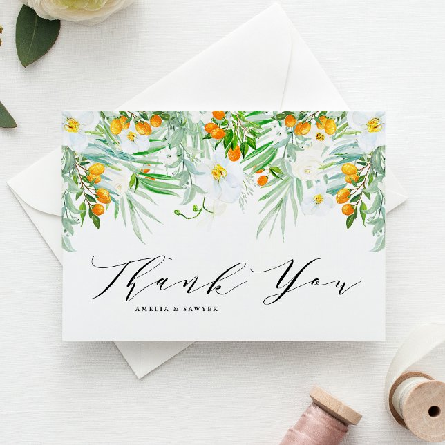 Carte Postale Orchidées aquarelles et Merci de Kumquats Garland (Créateur téléchargé)
