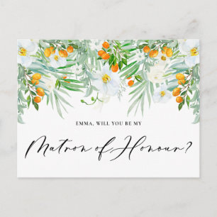 Carte Postale Orchidées & Kumquats Serez-vous ma Matrone d'Honne