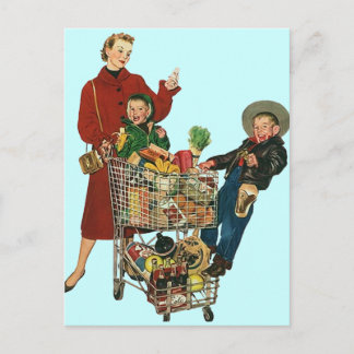 Carte postale Ordinateur de la famille d'épicerie 