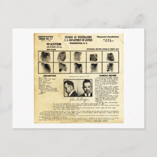 Carte Postale Ordonnance d'identification du MJ 1217 John Dillin