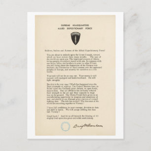 Carte Postale Ordre du jour de Dwight D. Eisenhower (1944)