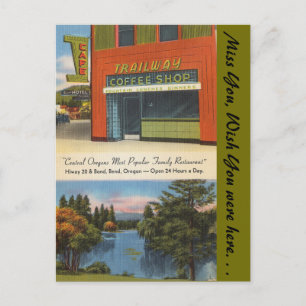 Carte Postale Oregon, Chemin De Fer Café Shop, Pli