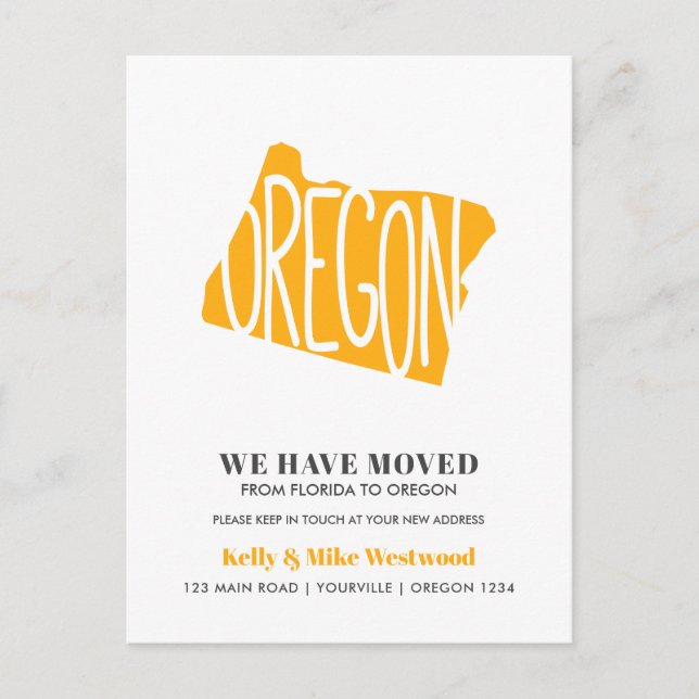 Carte Postale OREGON Nous avons déplacé Nouvelle adresse Nouveau (Devant)