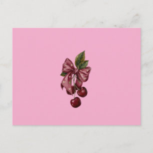 Carte Postale Oreiller Lombaire Ruban Rose Coquette Cerise