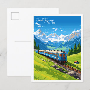 Carte Postale Orient Express Europe illustration de voyage vinta