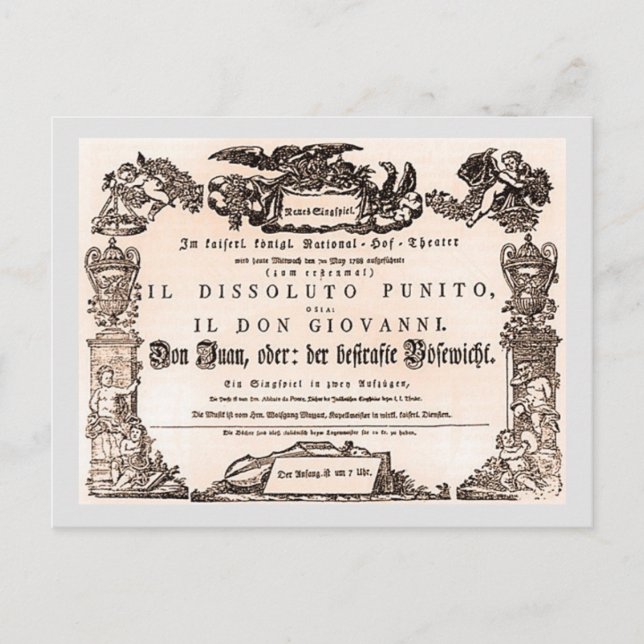 Carte Postale Originale playbill, première de Vienne de Don Giov (Devant)