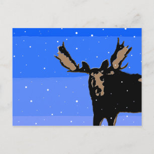 Carte Postale Orignal en Hiver - Art Original de la Faune