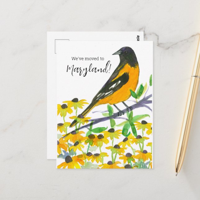 Carte Postale Oriole Moving Faire-part Maryland Baltimore (Devant/Arrière en situation)