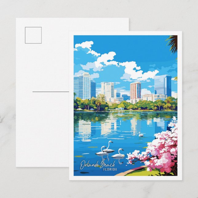 Carte Postale Orlando Beach Floride illustration de voyage vinta (Devant / Derrière)